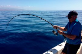 Man fishing blue merlin